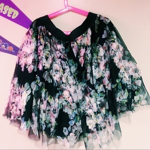 Floral print tulle skirt